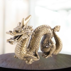dragon protecteur statue doree fengshui